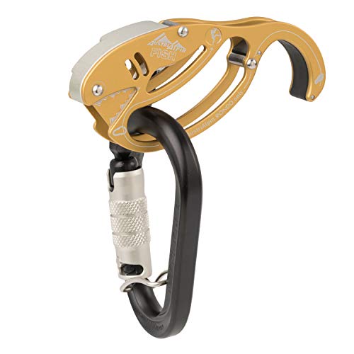 AustriAlpin Fish Autotuber-Set Sicherungsgerät mit Karabiner Rondo Selfie Autolock, Farbe:Gold/schwarz