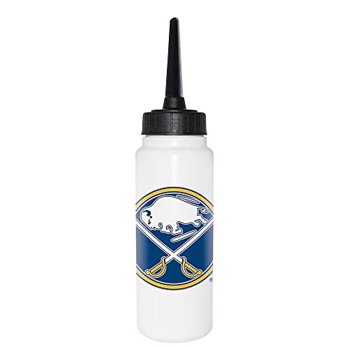 Sherwood NHL Trinkflasche 1000 ml, Buffalo Sabres, Eishockey Trinkflasche, Sportflasche mit NHL Club Logo, biegsamer Silikon-Trinkhalm