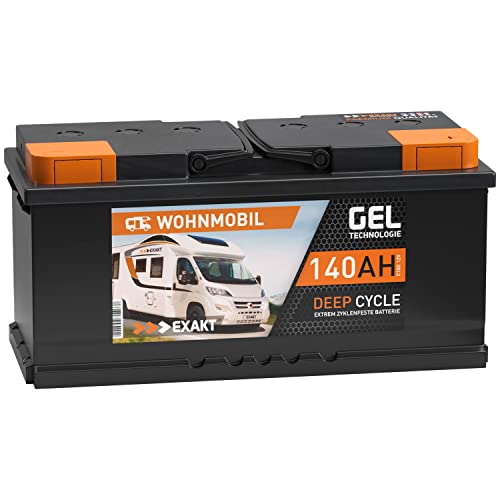 EXAKT GEL Batterie 12V 140Ah Wohnmobil Batterie Solarbatterie Versorgung Gelbatterie Gel Akku ersetzt 120Ah 130Ah