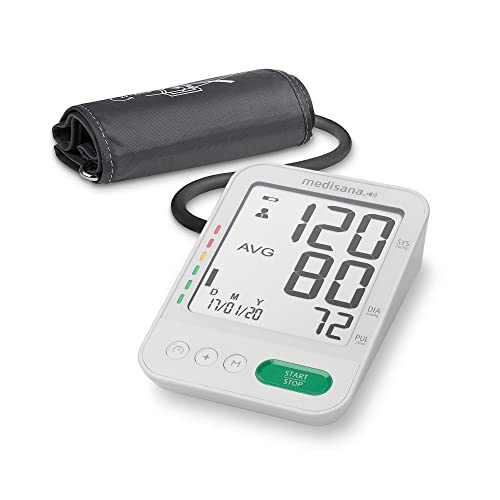 medisana BU 586 Voice Oberarm-Blutdruckmessgerät, präzise Blutdruck und Pulsmessung mit Speicherfunktion und Sprachausgabe, Anzeige eines unregelmäßigen Herzschlags, mit großer Manschette 23-43 cm