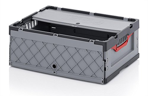 5x Profi-Faltbox mit Deckel Auer Packaging, FBD 64/22, 60x40x22 cm, 46 Liter, Behälter Stapelbehälter Aufbewahrungskiste Transportbox Plastikbox