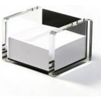 WEDO Zettelbox acryl exklusiv, glasklar/schwarz aus Acryl, mit 500 Blatt weißem Papier gefüllt (90 x 90 mm) (60 7001)