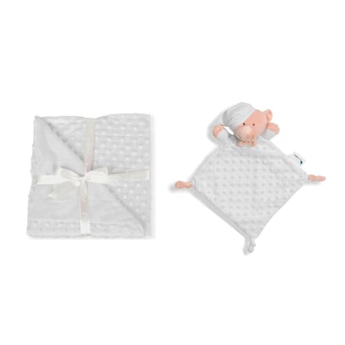 Geschenkset für Babys: BUBBLE Decke mit weißem DOU DOU BÄR · INTERBABY