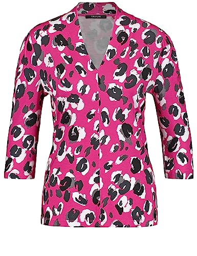 Taifun Damen 3/4 Arm Shirt mit Allover-Print 3/4 Arm Animal-Print Luminous Pink Gemustert 44