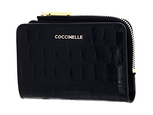 Coccinelle Metallic Croco Shiny Soft Wallet Croco Print Leather Noir