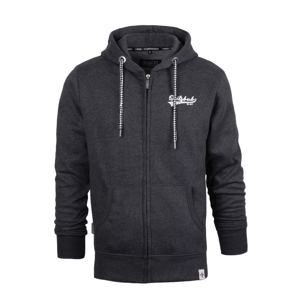 Spitzbub Herren Hoodie Pullover mit Kapuze Sweatjacke Zipper Kapuzenpullover mit Reißverschluss Klaus (XL, Schwarz)