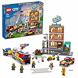 LEGO 60321 City Fire Die Feuerwehr Bausatz mit Flammen, Minifiguren, Spielzeug LKW für Kinder ab 7 Jahren