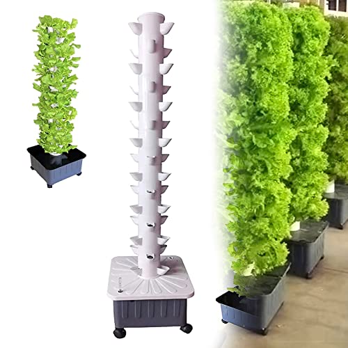 CAZARU Hydroponic System 45 Löcher, 15 Etagen Hydroponic Grow Kit, Erdloses Anbausystem, Aeroponik-Turm mit Hydratisierungspumpe, Timer, Adapter, Saatbett und Netztöpfen