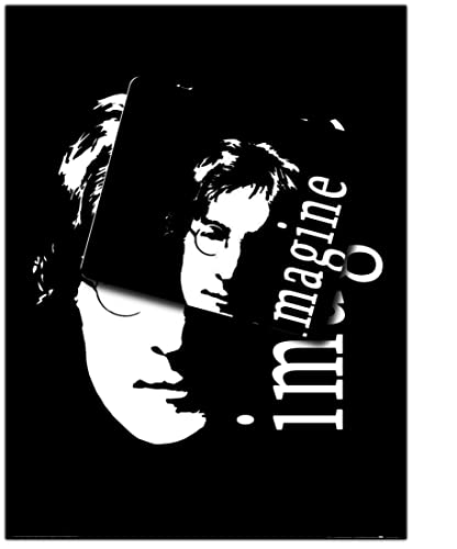 1art1 John Lennon, Imagine 1 Kunstdruck Bild (80x60 cm) + 1 Mauspad (23x19 cm) Geschenkset