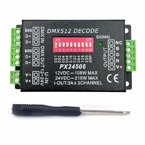 MASUNN Px24506 DMX 512 Decoder Driver Verstärker Controller Für RGB Led Strip Light DC12V-24V