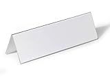 Durable Tischnamensschild 105/210x297 mm, transparent mit weißer Papiereinlage, 25 Stück, 805319