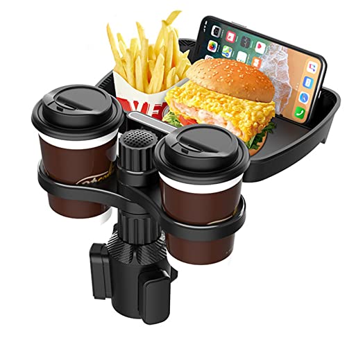 Cup Holder Tray for Car, 360 Degree Adjustable Car Trays for Eating, Car Tray Table for Eating with Swivel Base for Road Trip Car Accessories