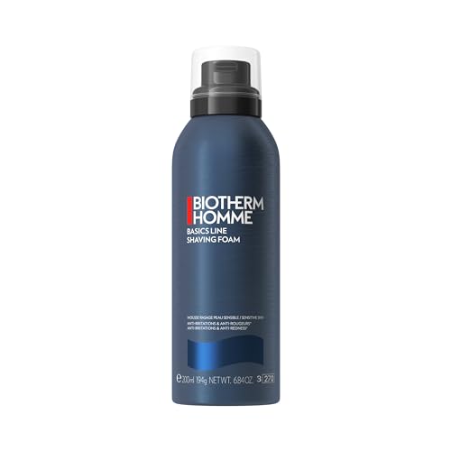 BIOTHERM Homme Basic Line Shaving Foam, beruhigender Rasierschaum für Männer, mit pflegender Formel, geeignet für empfindliche Haut, für eine sanfte und gründliche Rasur, 200 ml