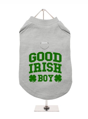 "Good Irish Boy" UrbanPup Hunde/T-Shirt (grau/grün)