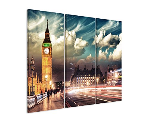 3 teiliges Bild Bilder gesamt 130x90cm Urbane Fotografie – Big Ben bei Sonnenaufgang, London, England