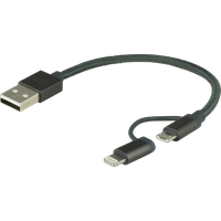 GP CB03 - Sync- & Ladekabel, USB-A -> micro-USB & Lightning, Grau Nylon, 0