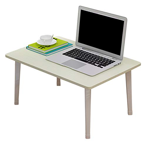 Folding table 60 × 40 × 29 cm Lazy Computer Schreibtisch Schreibtisch Klappschreibtisch Tragbarer Studiertisch Massivholz Esstisch (Weiß/Ahorn)
