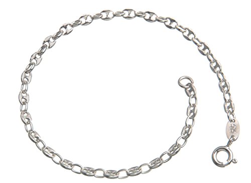 Massives 3,3mm Kaffeebohnen Armband - echt 925 Silber, Länge wählbar von 16-25cm