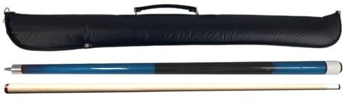 Ludomax Pool Billard Queue Classic II mit Tasche, blau mit Ahorn Oberteil und Klebleder