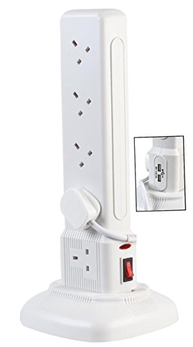 Pro Elec 27℉WHT 10-Wege-Tower-Verlängerungskabel mit USB, 2 m, Weiß