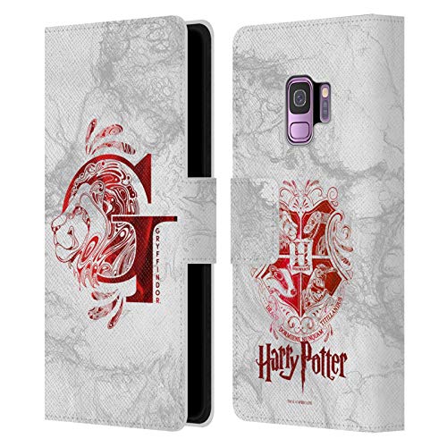 Head Case Designs Offizielle Harry Potter Gryffindor Aguamenti Deathly Hallows IX Leder Brieftaschen Handyhülle Hülle Huelle kompatibel mit Samsung Galaxy S9