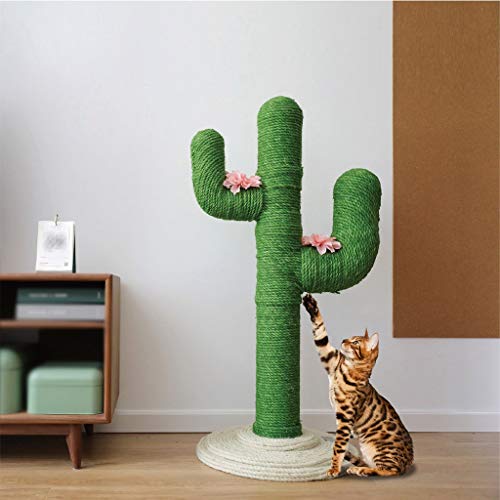 Kratzbaum Cat Klettergerüst - Vertikale Katze Jumping Cat Cat Scratch Board, Mode Kaktus-Form-Entwurf, Anti-Rutsch-Lernspielzeug (Color : Green, Size : L)
