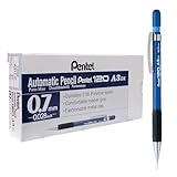 Pentel A300 Automatischer Bleistift mit Gummigriff und 2 x HB 0,7 mm Mine, blauer Schaft, Ref. A317-C, 12 Stück