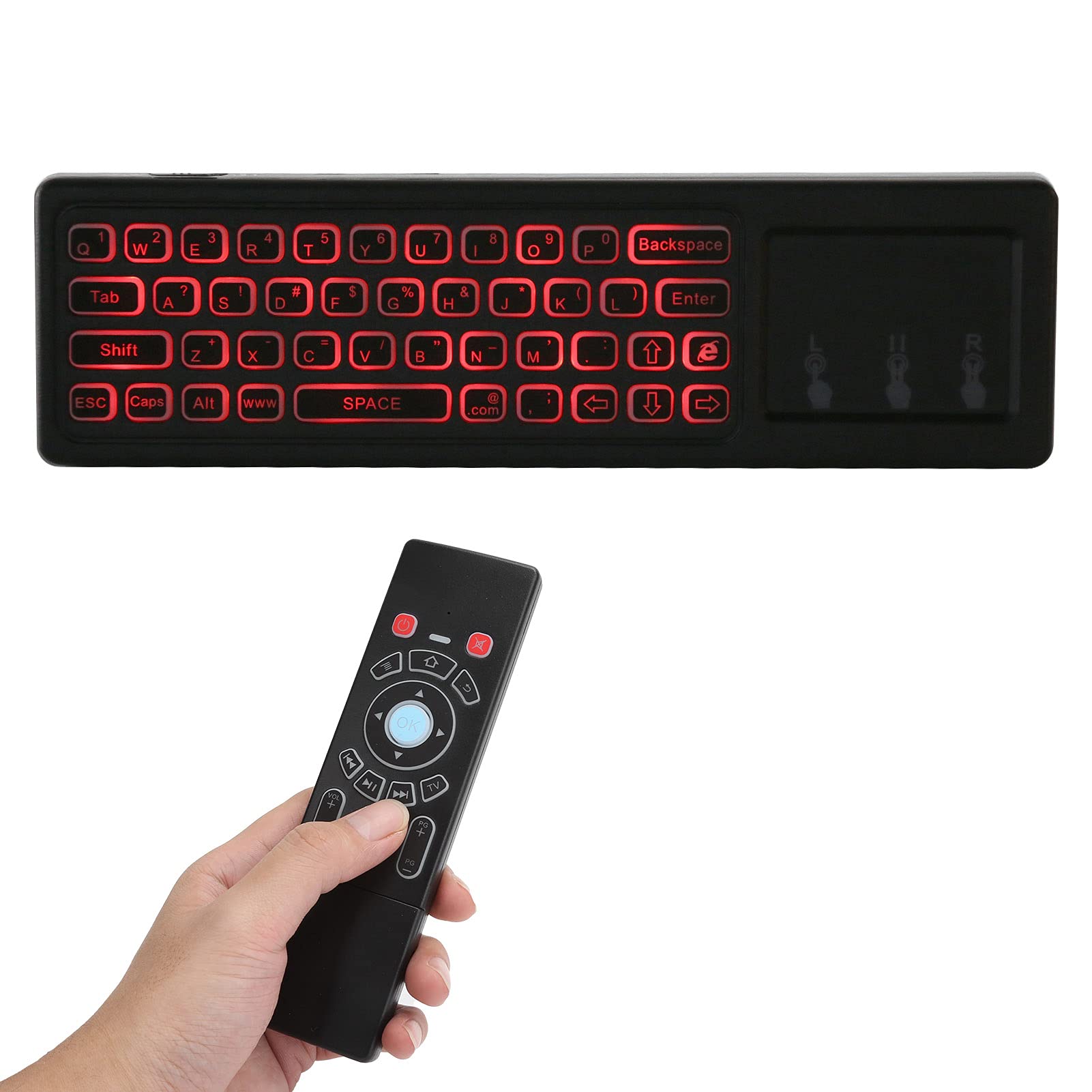 Heayzoki Tastatur-Fernbedienung,Air Remote-Maustastatur,6-Achsen-Gyroskop-Touchpad-Hintergrundbeleuchtung,Ersatz-Air-Maus-Fernbedienung für Android/Smart TV Box-PC(Schwarz)
