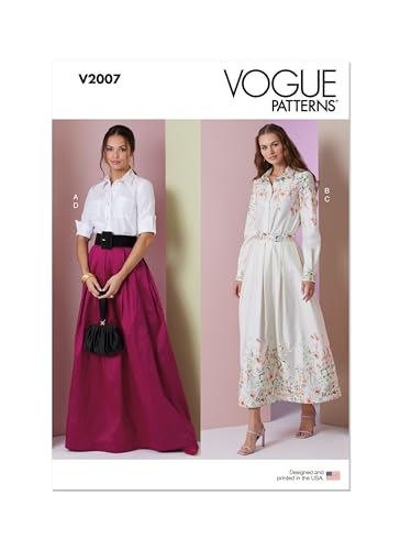 Vogue Patterns V2007B5 Zweiteiliges Kleid für Damen Schnittmuster-Paket, Design-Code V2007, Papier, Mehrfarbig, Sizes 8-10-12-14-16