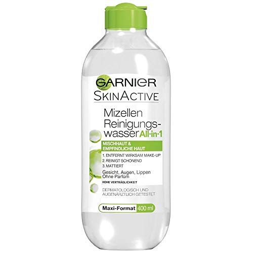 Garnier Mizellen Reinigungswasser, Gesichtsreinigung, Optimale Verträglichkeit, ohne Parfüm, für Mischhaut und empfindliche Haut , Skin Active, 6 x 400 ml
