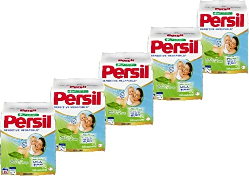 Persil Sensitive Megaperls (5 x 16 Waschladungen), Waschmittel für Allergiker mit beruhigender Aloe vera für sensible Haut, effektiv von 20 °C bis 95 °C, ECARF-zertifiziert