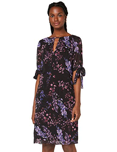 Amazon-Marke: TRUTH & FABLE Damen Chiffon-Kleid mit A-Linie, Mehrfarbig (White Spring), 34, Label:XS