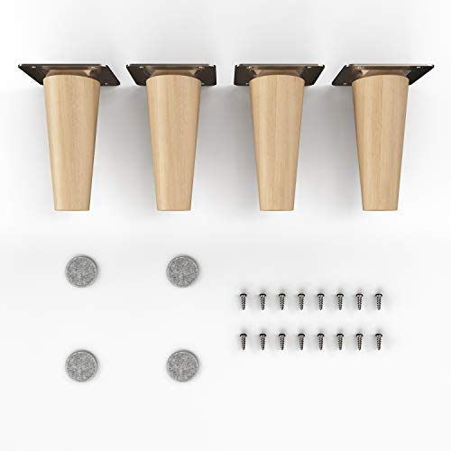 sossai® Holz-Möbelfüsse - Clif | Öl-Finish | Höhe: 10 cm | HMF1 | rund, konisch (gerade Ausführung) | Material: Massivholz (Buche) | für Stühle, Tische, Schränke etc.