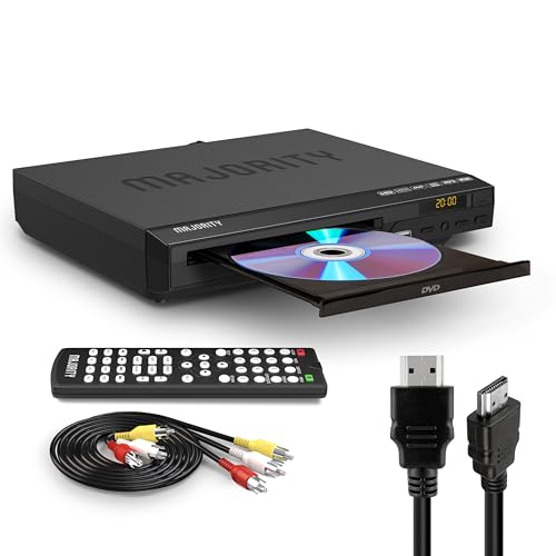 HDMI DVD Player für Fernseher - 1080P HD | Alle Regionen DVD, CD Player mit USB Wiedergabe und Fernbedienung | Home DVD Spieler RCA, CD, Video, TV | Nicht Blueray | Majority CD/DVD Player