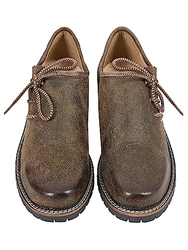 Almbock Trachtenschuhe Herren | Schuhe Herren in braun Farbton Made in Germany | Trachtenschuhe für Oktoberfest oder andere Anlässe in Größe 44