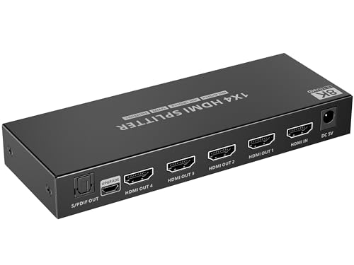 PremiumCord HDMI 2.1 Splitter 1-4, 8K 4320p 60Hz, 4K 2160p 120Hz, Full HD 1080p, HDCP 2.2, HDR, EDID, Metallgehäuse