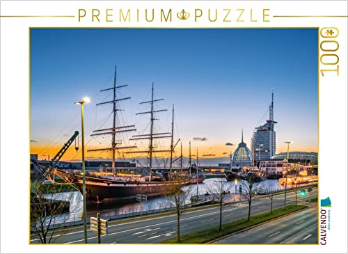 CALVENDO Puzzle Sonnenuntergang hinter den Bremerhavener Havenwelten 1000 Teile Lege-Größe 64 x 48 cm Foto-Puzzle Bild von Steffen Flüchter