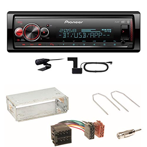 Pioneer MVH-S520DAB MP3 USB FLAC Digitalradio DAB+ Bluetooth AUX WMA WAV Einbauset kompatibel mit Opel Astra F G Corsa B Zafira A