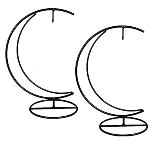 Eidoct Ornament-Ständer, mondförmiges Eisen-Hängegestell für Zuhause, Hochzeitsdekoration, hängende Glaskugel und Hexenkugel (ohne Glasflasche) (2)