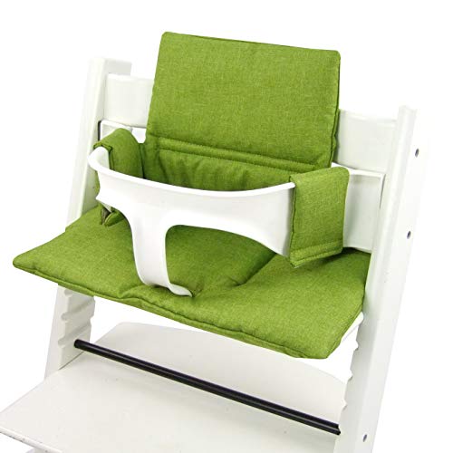 BAMBINIWELT Ersatzbezug Bezug Sitzkissen Kissen-Set Sitzverkleinerer kompatibel mit STOKKE Tripp Trapp für Hochstuhl-Kinderstuhl ORG. MELIERT (meliert hellgrün ORG.)