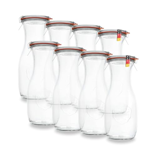 flaschenbauer.de WECK 8er Set 0,5L Leere Glasflasche inkl. Verschluss und Dichtung - Zum selbst befüllen von Milchflaschen