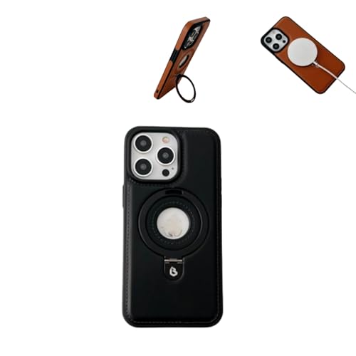 ARPHI High-End PU Leather Magnet Kickstand Phone Case for iPhone 15 14 13 12promax, Luxurious Leather Invisible Stand for iPhone Case (for iphone12pro,Black)