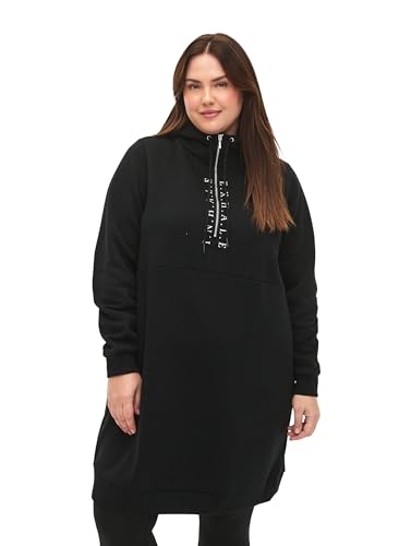 Zizzi Active by Damen Große Größen Sweatshirtkleid Kapuze Größe 46-48 Black/Grey