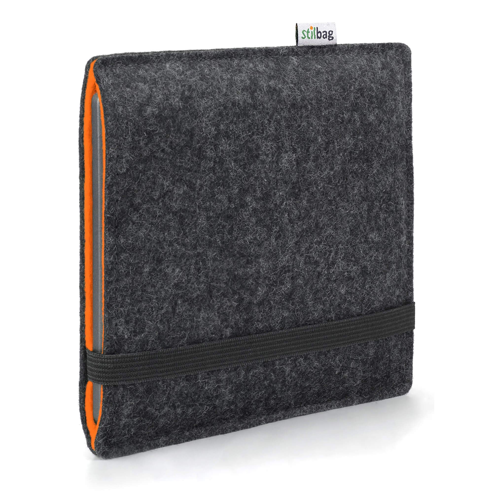 Stilbag e-Reader Hülle Finn für Amazon Kindle Oasis (10. Generation) | Wollfilz anthrazit/orange | Schutzhülle Made in Germany