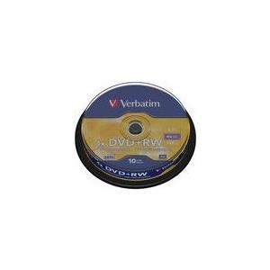 Verbatim - 10 x DVD+RW - 4,7GB (120 Min.) 4x - mattes Silber - Spindel - Speichermedium (43488)