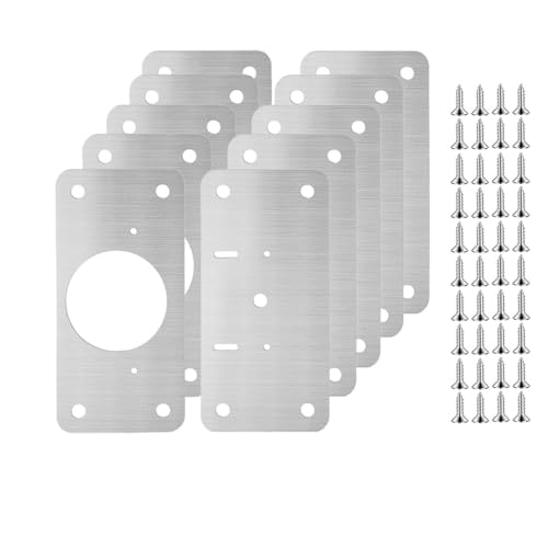 Aqxycvb 10/2 Stück Schrankscharnier-Reparaturplatten-Set, Edelstahl-Türscharnier-Montageplatte mit Löchern for Zuhause, Küche, Schrank, Möbel (Color : 10Pcs-(5PAIRS))