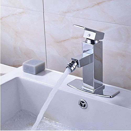 Wasserhahn Chrom Waschbecken Wasserhahn mit quadratischer Abdeckung Wasserhahn heißes und kaltes Wasser