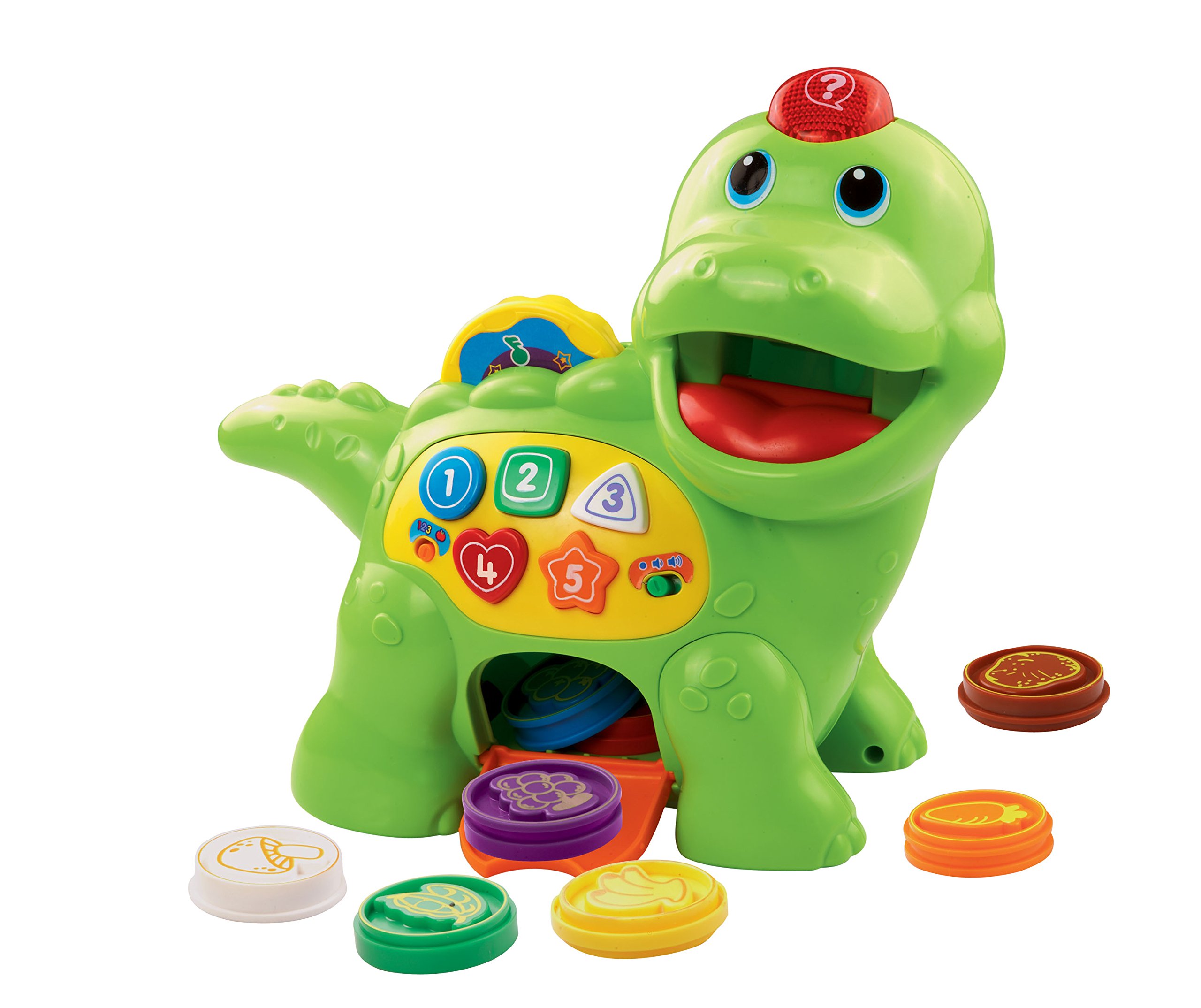 VTech Baby Feed Me Dino , Musical Baby Toy with Numbers, Counting Music & Shapes , Interactive Light Up Toy Suitable From 1, 2, 3 Year Olds Boys & Girls, Green, 27 x 12.3 x 26 cm
