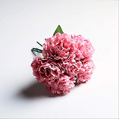 Künstliche Blatt 6pcs / lot Peony Bouquet Geschenk for Valentinstag Künstliche Blumen grünes Blatt Haus Dekoration Champagne Künstliche Blumen (Color : Pink)