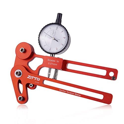 Speichenspannungsmesser Werkzeug, Aluminiumlegierung Fahrrad Speichenspanner Einstellwerkzeug Maß-Werkzeug-Fahrrad-Tensiometer (Rot)